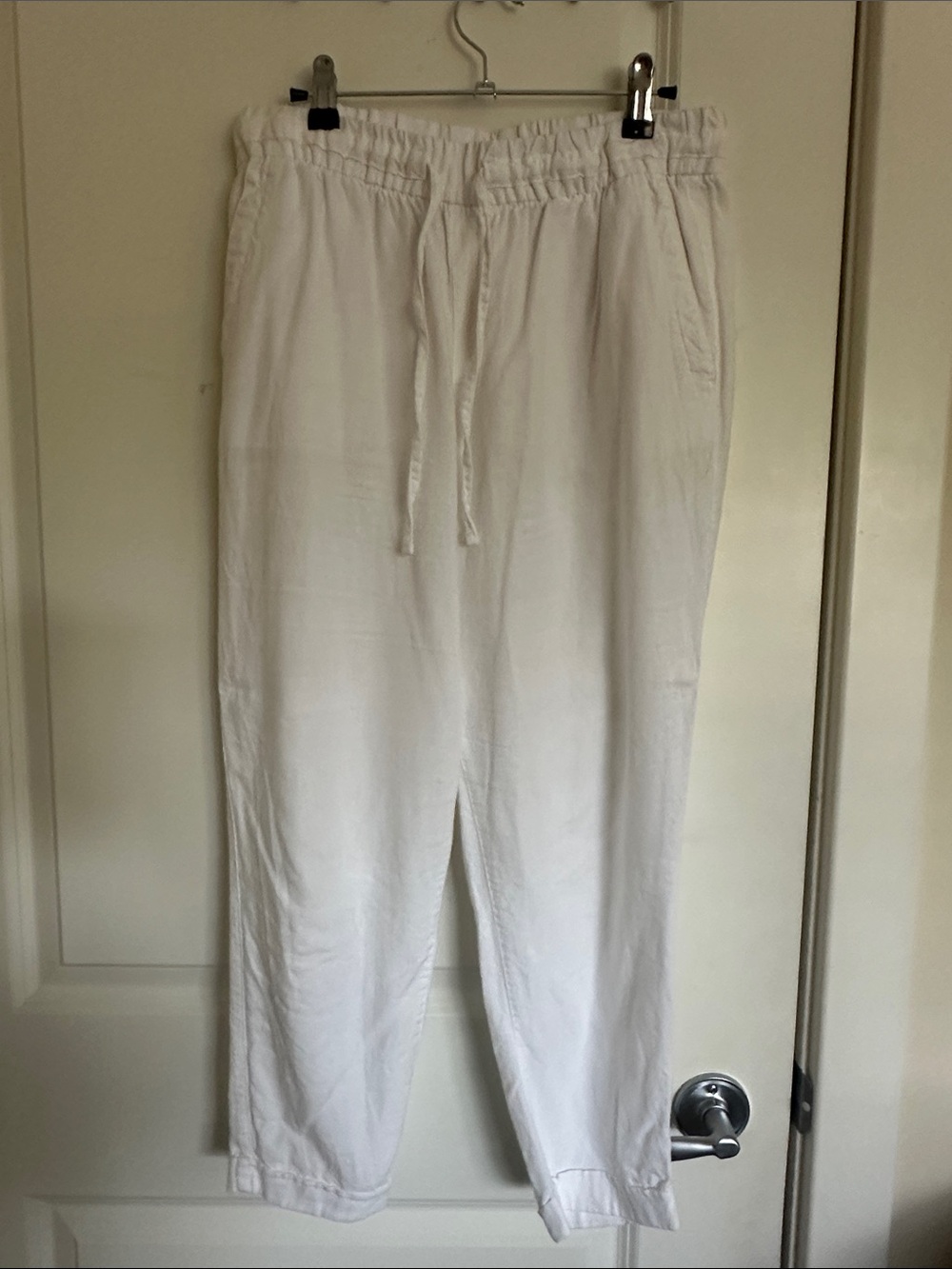 White Drawstring Casual Pants